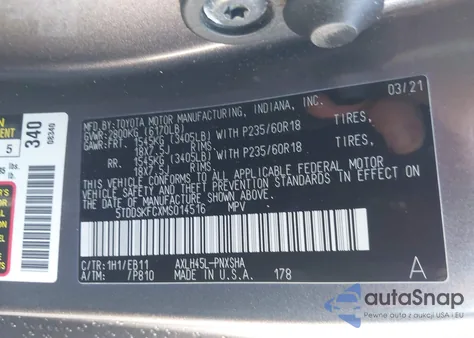 2021 Toyota Sienna Xse from USA, damaged, VIN 5TDDSKFCXMS014516
